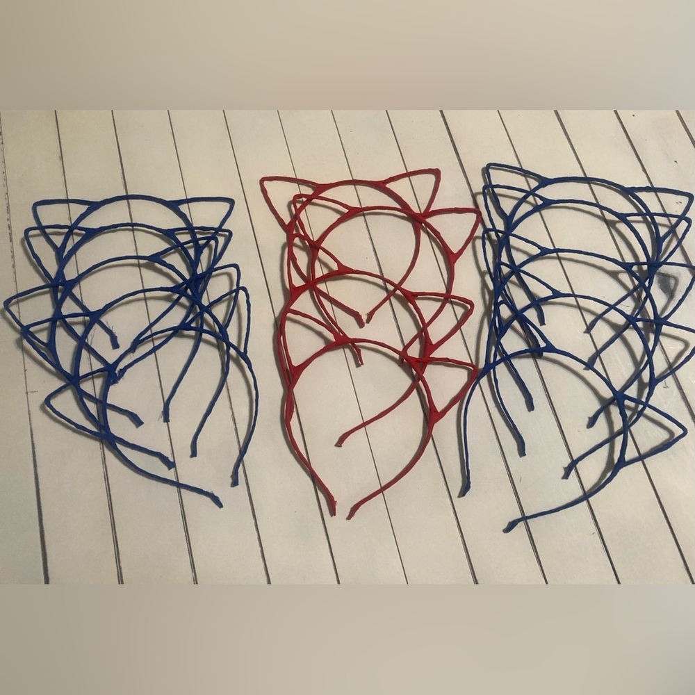 Kids Cat Ear Headbands - Red and Blue